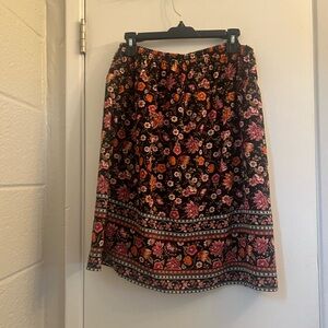 Bobeau Black and Pink Floral Maxi Skirt